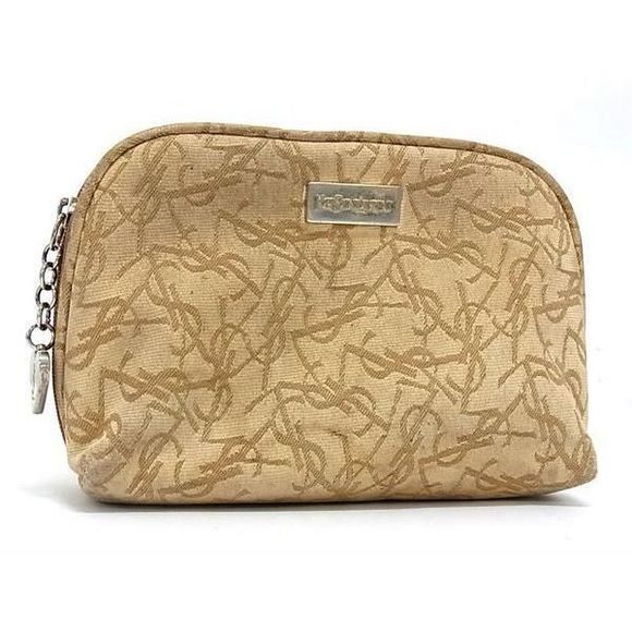 Yves Saint Laurent Makeup Pouch Cosmetic Pouch Multi Case Brown - Picture 1 of 4